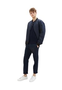 TOM TAILOR KURZARM HENLEY GESTREIFT - Tričko s potlačou - dunkelblau