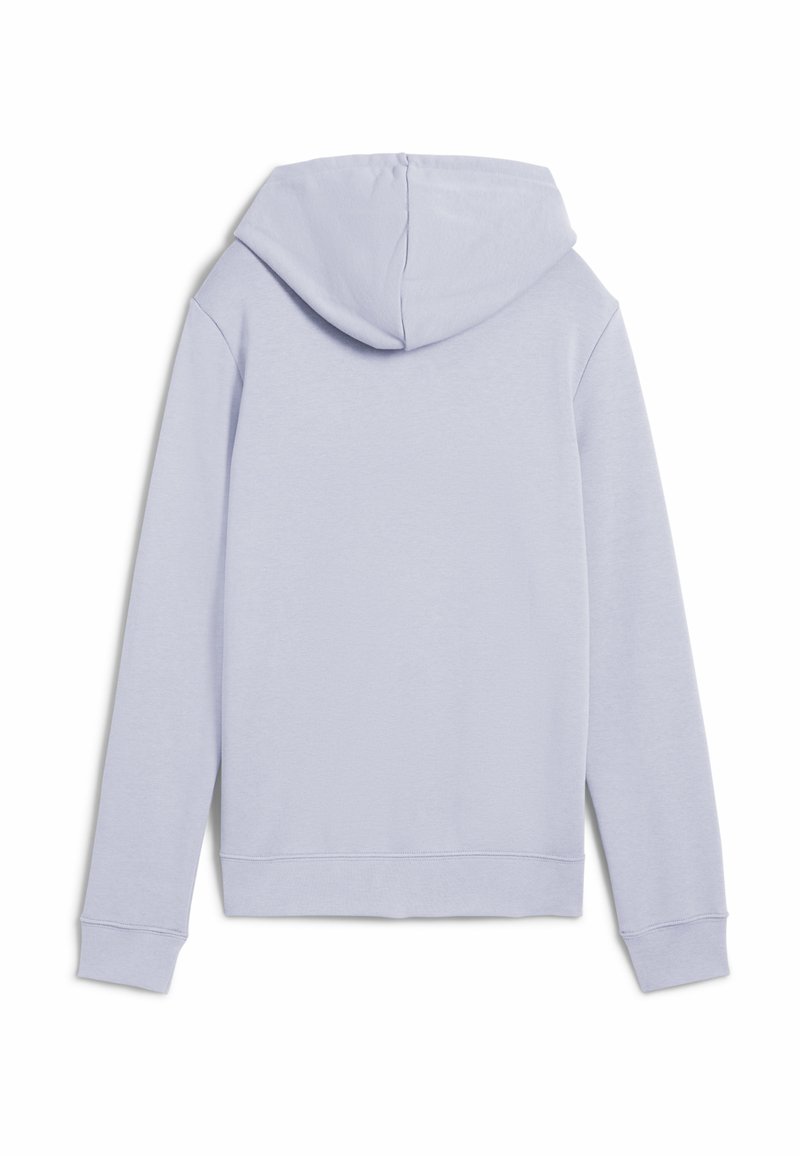 Jasnolawendowy hoodie z miękkiej, teksturowanej tkaniny, z kieszenią kangurką, długimi rękawami i luźnym krojem.