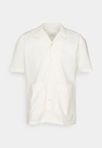 Korte mouwen, knoopsluiting overhemd van gestructureerd off-white stof, met een kraag, twee voorkeurszakken en een ontspannen pasvorm.