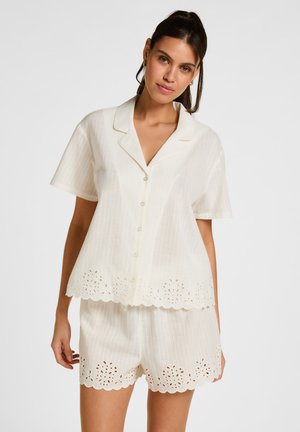 Hunkemöller, HUNKEMÖLLER SHORT SCALLOP - Pantaloni del pigiama - white