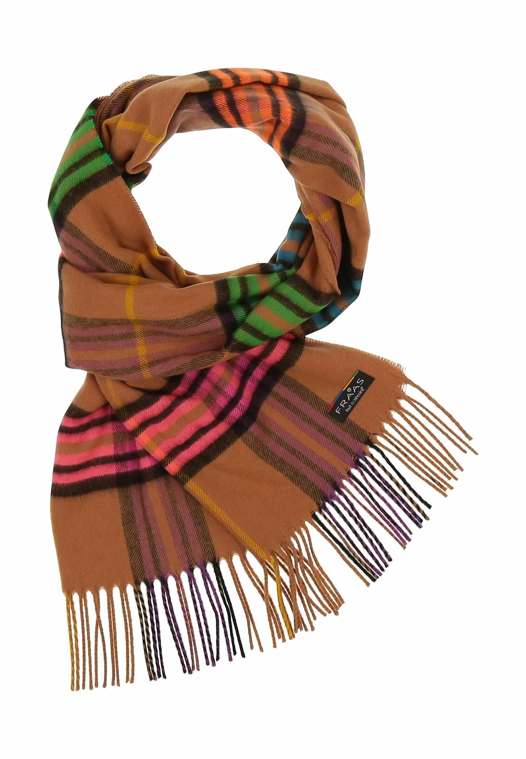 Cozy Multi Plaid Übergroßer Schal – 138,4x130 Cm, Weiches Acryl, Mit Fransen, Elfenbein/Braun/Blaugrün/Gelb