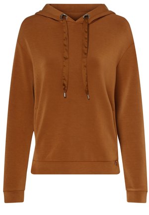 Sweat à capuche marron à manches longues avec cordons de serrage et poignets et ourlet côtelés.