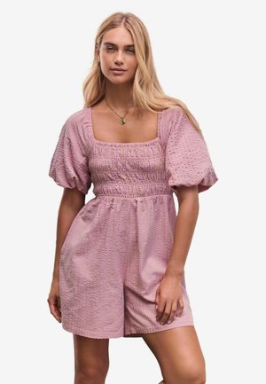 Next REGULAR FIT - OFF SHOULDER TEXTURED - Kombinezon - pink yellow