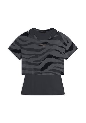 Freddy SET CROPPED - Débardeur - black zebraanimaliermulticolor