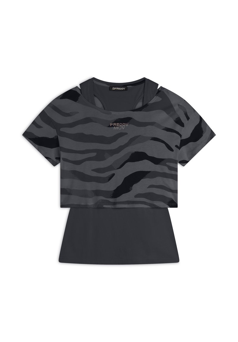 Freddy SET CROPPED - Top - black zebraanimaliermulticolor
