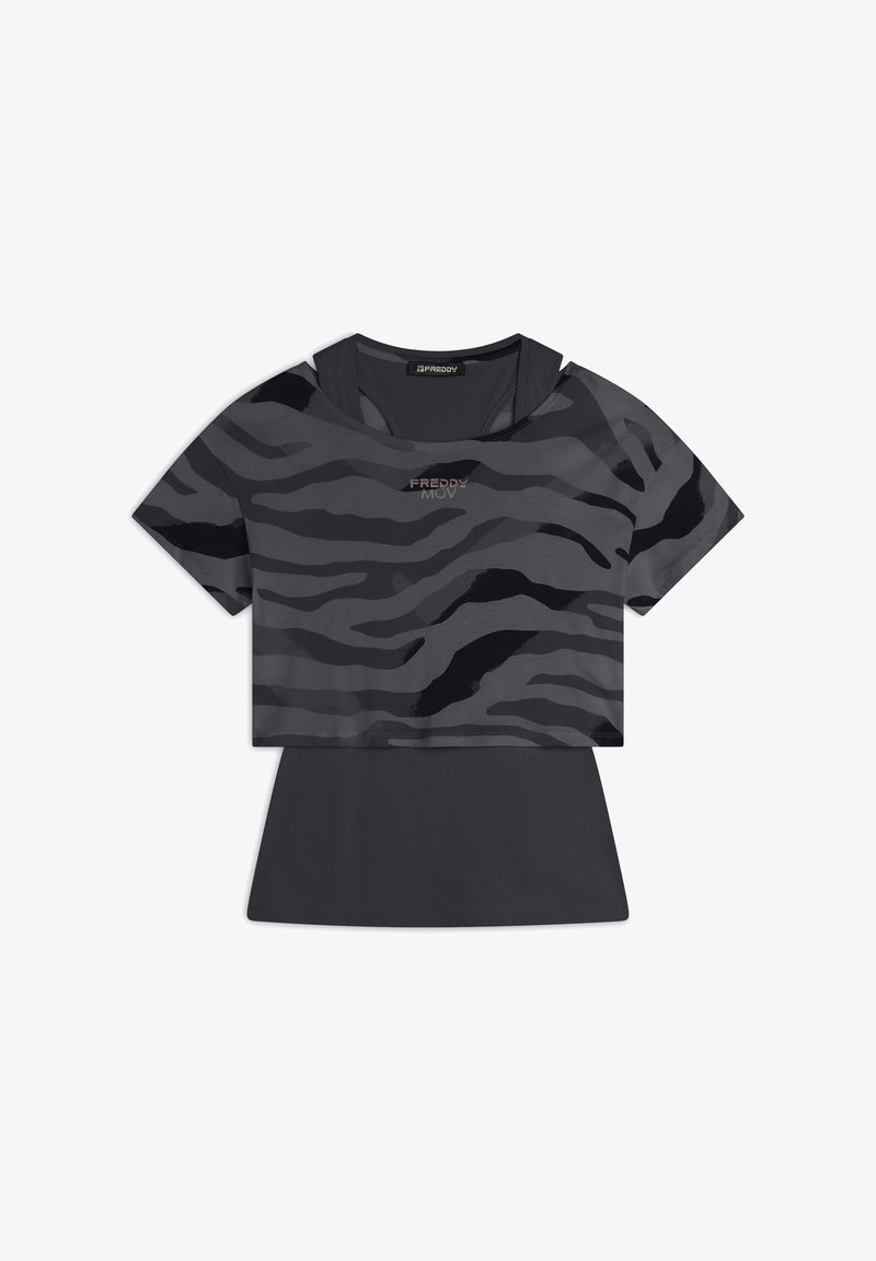 Freddy SET CROPPED - Top - black zebraanimaliermulticolor