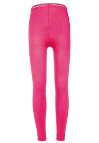Rosa Leggings aus weichem Material mit glatter Textur und einer engen Passform. Verstärkter Sitzbereich und elastischer Bund mit Markenlogo.
