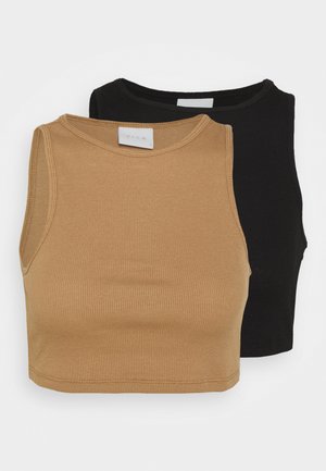 VIFELIA CROPPED TANK TOP 2PACK - Toppi - tigers eye/black