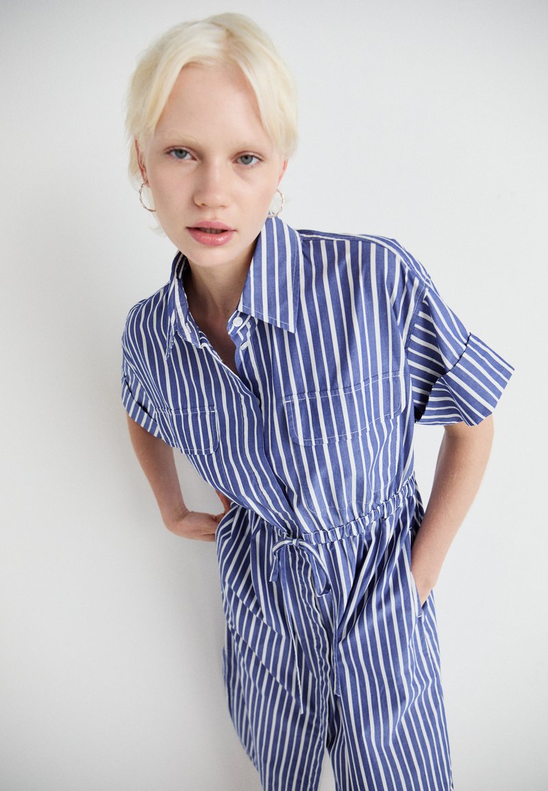 gap shirt dress blue GAP Women's Striped Shirt Dress Belted Long Sleeve Lyocell Navy White Small