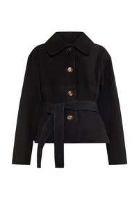 MANTEL - Veste en cuir - schwarz