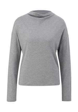 comma casual identity LONGSLEEVE MIT DRAPIERTEM AUSSCHNITT - Langarmshirt - hellgrau