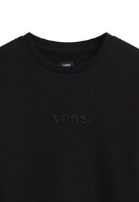 Černá bavlněná mikina s kulat�ým výstřihem, zdobená vyšívaným logem "vans." v odpovídající barvě, s hladkou texturou a klasickým střihem.