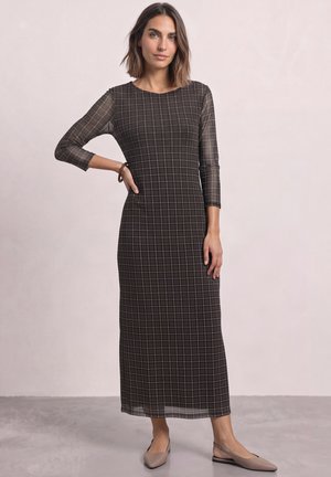 Street One, CHECKED MESH MIDI DRESS - Robe de jour - black coffee