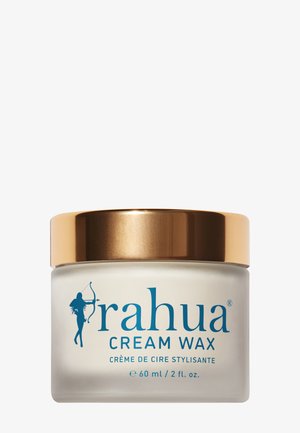 Pot givré de Rahua Cream Wax avec un couvercle métallique doré, texte bleu et silhouette d'archer, contenant 60 ml ou 2 fl. oz.