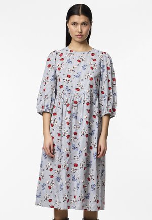 PCFINA 3/4 MIDI DRESS - Day dress - bright white/blue
