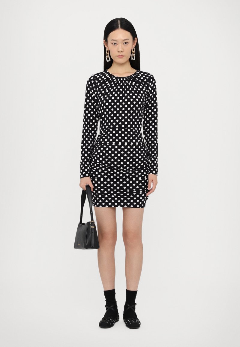 michael kors black and white polka dot dress Michael RUCHED MINI - Day dress Length:Regular Imported. layered unique black dress for