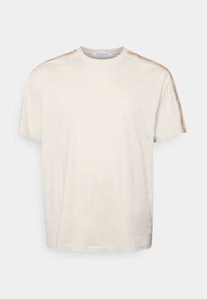 CONTRAST TAPE SHOULDER TEE - Camiseta estampada - eggshell