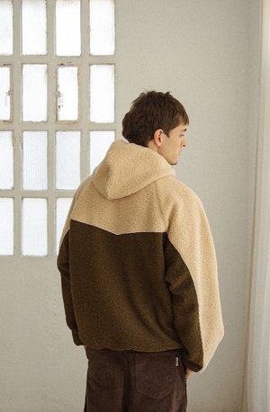 JACKET COMBINED CURLY UNISEX - Jachetă din fleece - ivory/khaki