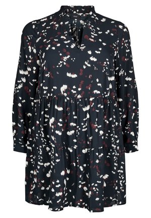 Zizzi MIT UND GERÜSCHTEM KRAGEN - Tunika - black aop print