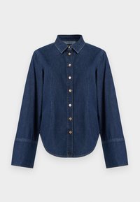 Τζιν πουκάμισο με μακριά μανίκια, γιακά, χρυσά κουμπιά και στρογγυλεμένο τελείωμα. Διαθέτει αντίθετη ραφή και κλασικό μπλε χρώμα.