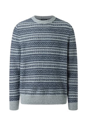 Strickpullover - hellgrau marine