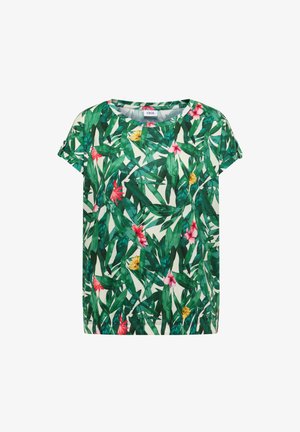 Cecil, T-SHIRT MIT RUNDHALS UND TURN-UP-DETAIL - T-shirt imprimé - khaki