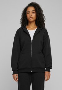 Urban Classics - COZY OVERSIZED - Športna jopa s kapuco na zadrgo - black Miniaturna slika 1