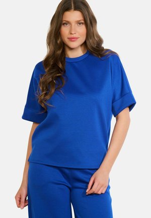 STRUCTURED TURN-UP SLEEVE TEE  - Lihtne T-särk - electric blue