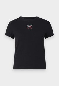 SLIM ESSENTIAL LOGO TEE - Trükipildiga T-särk - black