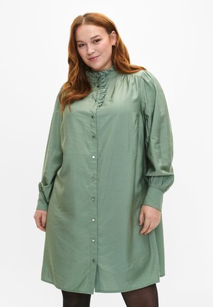 VISA MIT RUFFLES - Shirt dress - green bay