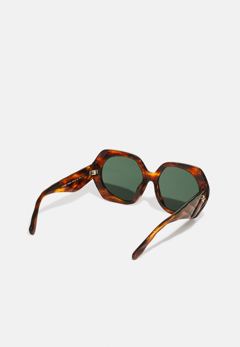 Tory Burch Brown Tortoiseshell Sunglasses with Green Accent Tory Burch Tortoiseshell Rectangle Sunglasses - Green  main image 3