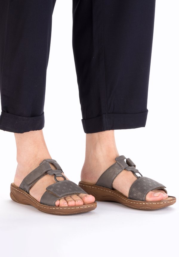 Pantolette flach - grau