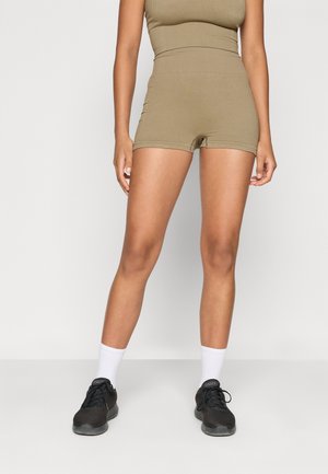SHINY SEAMLESS HOTPANTS - Leggings - light khaki