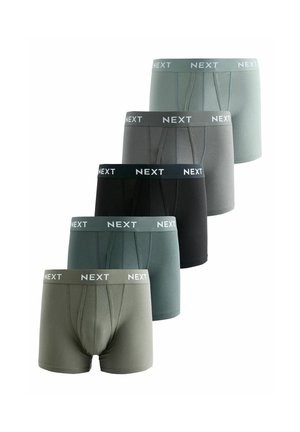 Five pairs of men's boxer briefs in varying shades of green, gray, and black, each with a branded "NEXT" waistband.