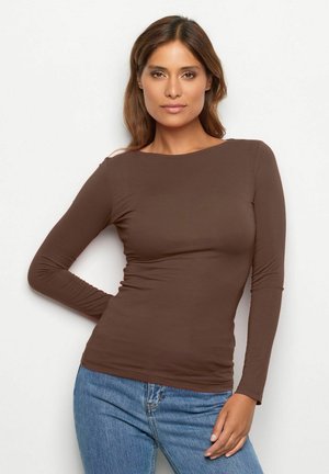 Maglietta a manica lunga - brown plain