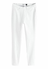 Weiße Leggings aus Jersey mit schmalem Schnitt, vier Taschen und einem bequemen Bund. Der Stoff hat eine glatte Textur und ist für den Alltag geeignet.