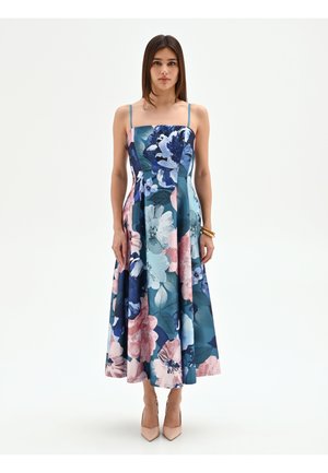 SVASATO IN STRUTTURATO BRILLANTE - Vestito lungo - blu ottanio