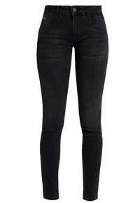 Svarta jeans i denim med elastiskt material. Slim fit med fem fickor, frontknapp och dragkedjestängning. Diskret märkesdetalj på sidan.