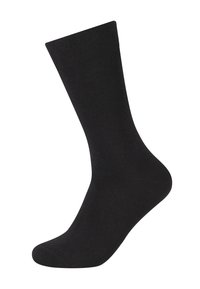 Schwarze Knöchelsocke, aus einem glatten, dehnbaren Material gefertigt. Verfügt über einen gerippten Bund, eine nahtlose Zehenpartie und eine formschlüssige Passform für zusätzlichen Komfort.