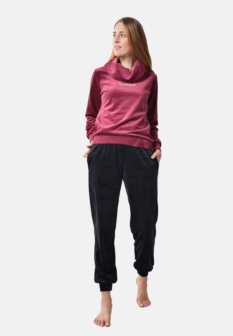 RAIKOU SET - Pyjama set - weinrot schwarz