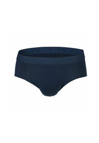 Calzoncillos para hombre de color azul marino confeccionados con tela suave, con una cinturilla elástica con el logo en relieve y un diseño ajustado con bolsa.