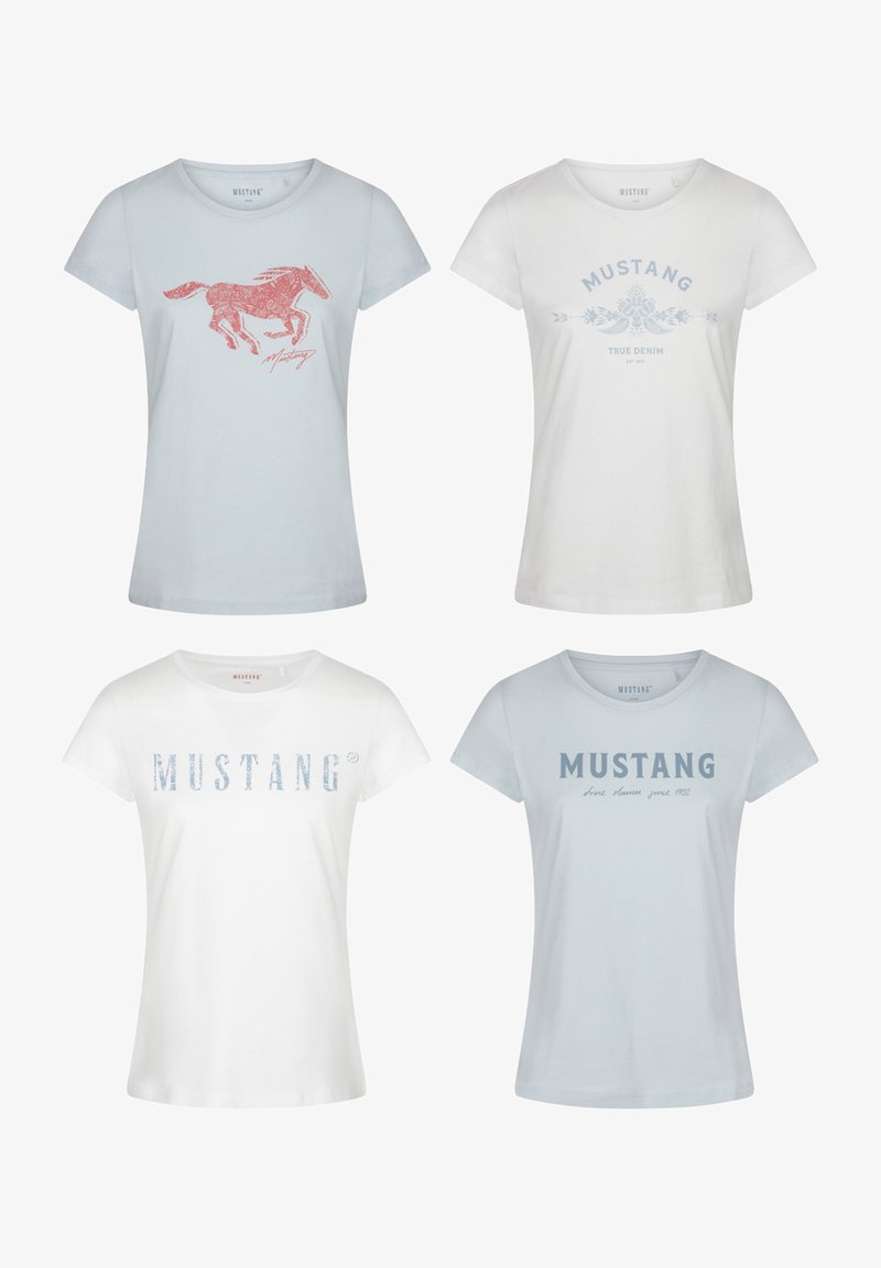 Mustang ALEXIA C LOGO 4ER PACK - T-shirt print - light blue