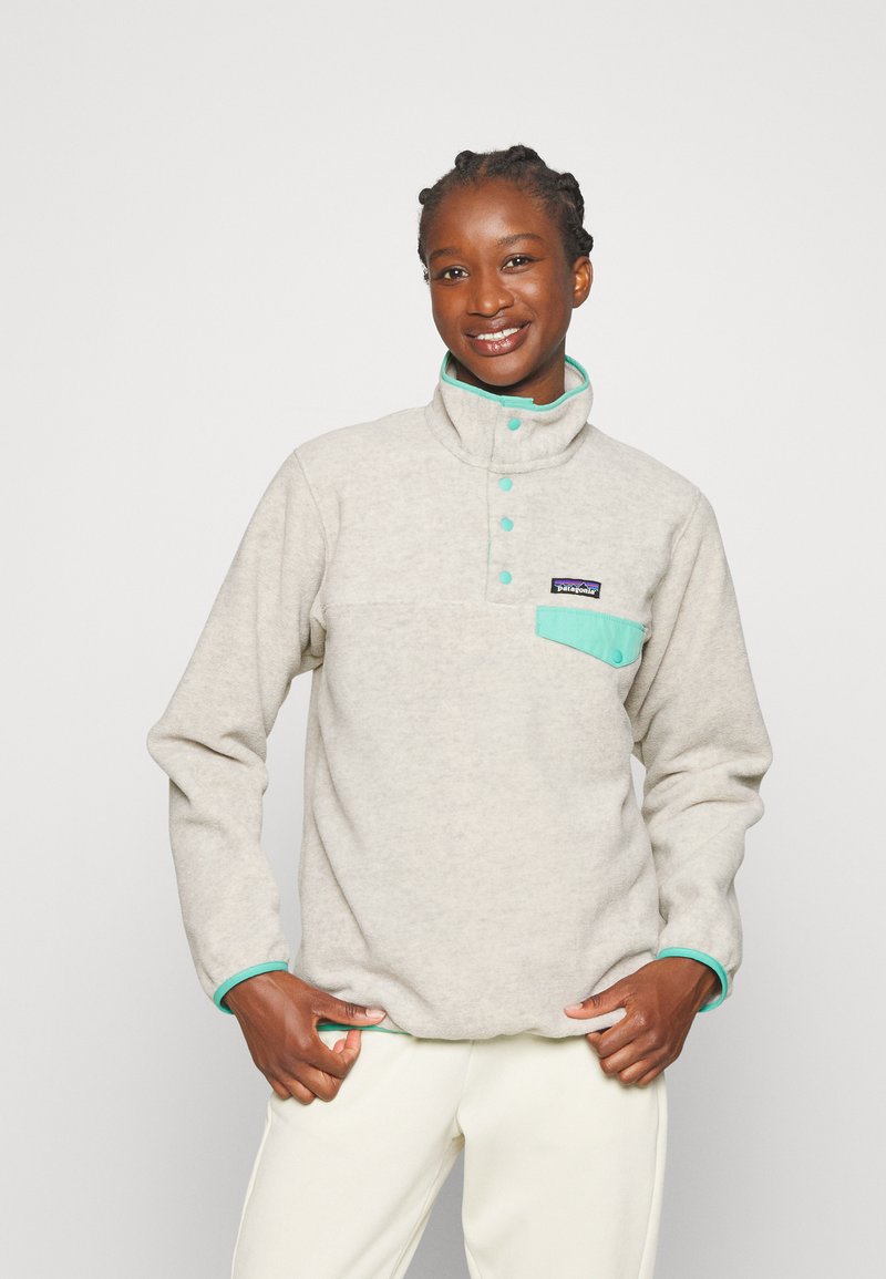 Patagonia SYNCH SNAP Felpa in pile oatmeal heather/fresh teal/beige