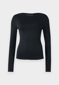 Long-Sleeve Sculpt Matte Fabric Tuckable Slash Top - Ilgarankovis viršutinės dalies drabužis - black beauty