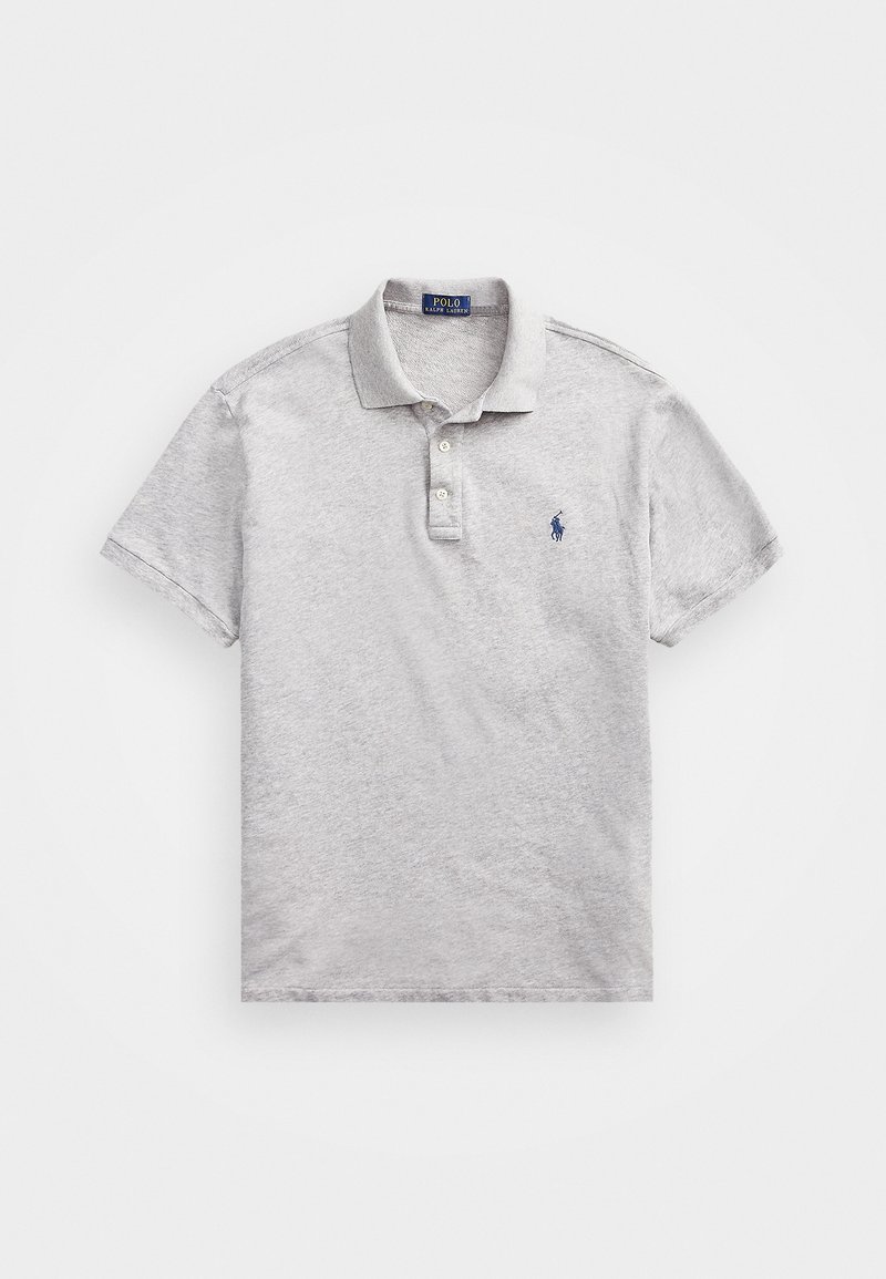 Polo gris à manches courtes, avec col boutonné et logo brodé sur la poitrine gauche. Fabriqué en coton doux.