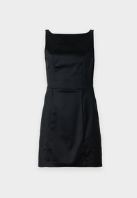 High-Neck Satin Sculpt Mini Dress - Koktélruha / Partiruha - black beauty