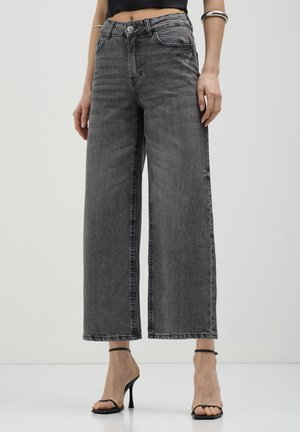 CROP WIDE - Jeans a zampa - grigio