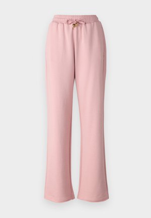 Roza trenirke iz mehkega blaga, z elastičnim pasom in vrvico ter obliko razširjenih nogav.