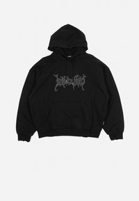Felpa nera in cotone, con tasca frontale, cappuccio con cordino e logo grafico sul petto. Design dal taglio morbido con polsini a coste.