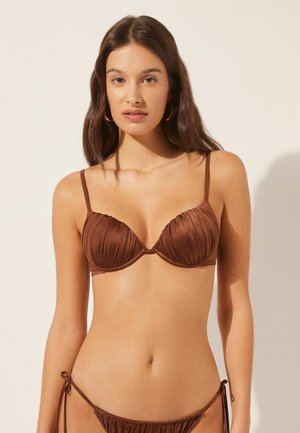 Haut de bikini - e shiny satin choco brown